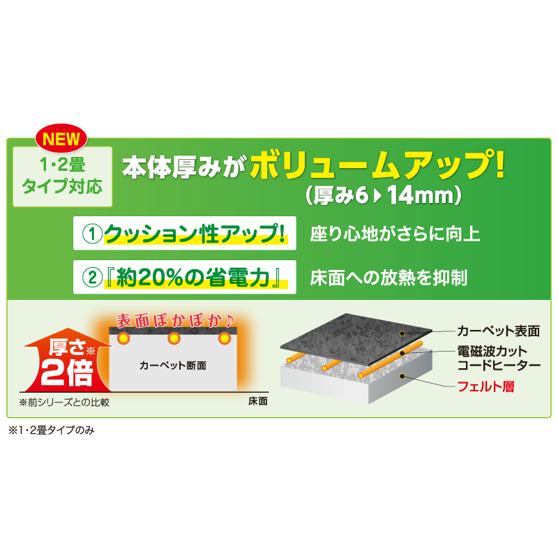 電磁波99％カット ホットカーペット 2畳 本体のみ|ゼンケン ZCB-20S 
